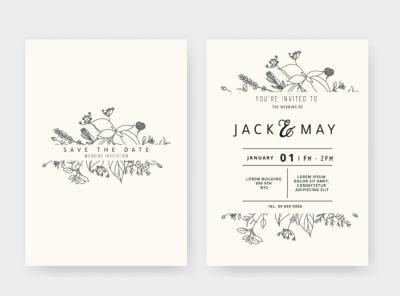 Simple custom invitation cards for a wedding