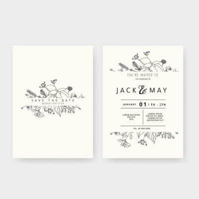 Simple custom invitation cards for a wedding