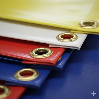 Close up of custom banner grommets