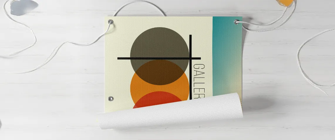 rolled up banner with grommet