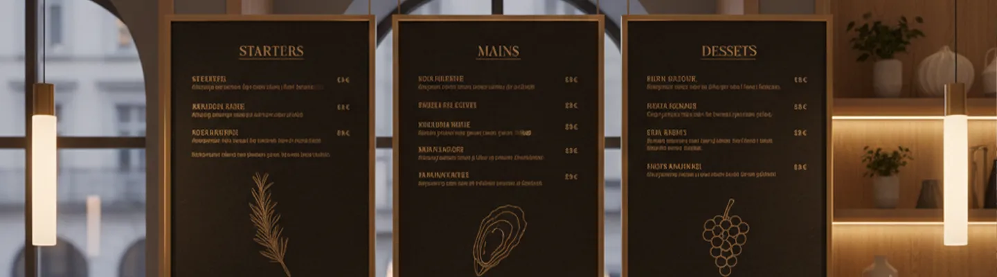 hanging menus in a restaurant