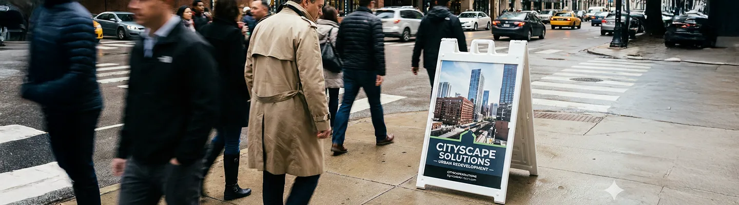 signicade a-frame sign on sidewalk