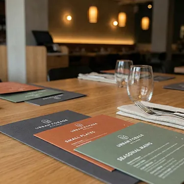 colorful menus on table